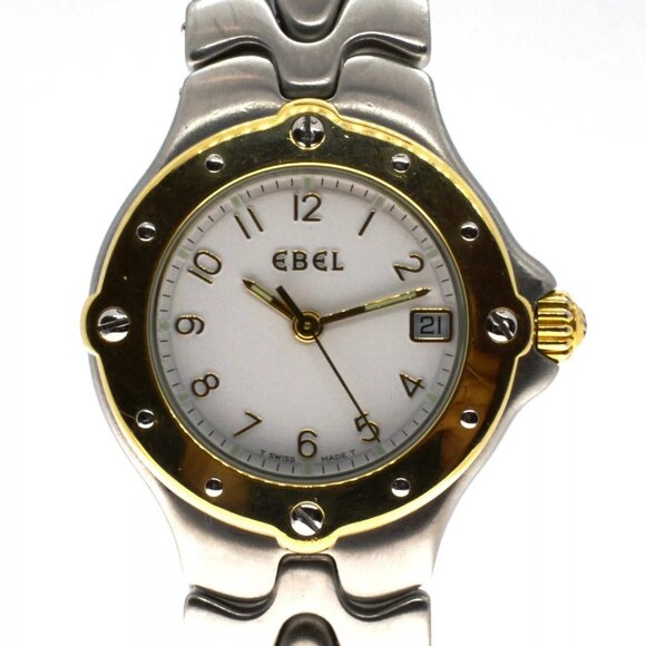 Ebel Sportwave Ladies Wrist Watch Stainless Steel/ Gold w/ Box+ Card E6087621! - Picture 1 of 10